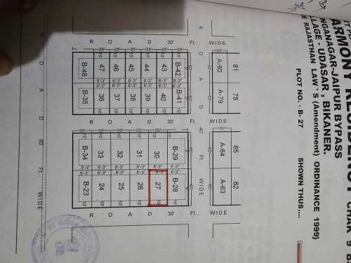 Residential Plot Size 30x60 B-27 at Harmony Residency, Bikaner
